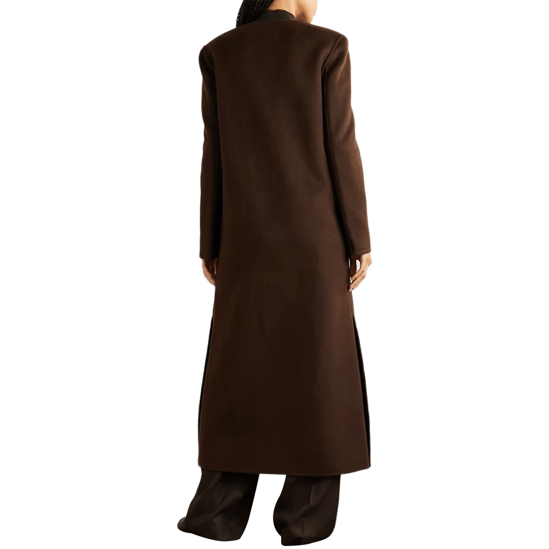Women's Chocolate Brown Long Wool Coat