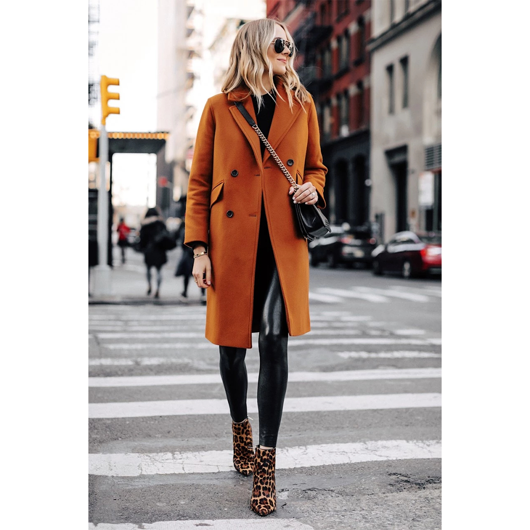 Women's Copper Brown Regular Fit Wool Coat