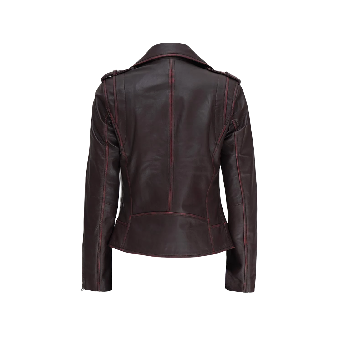 Women's Dark Brown Asymmetrical Leather Motorcycle Jacket