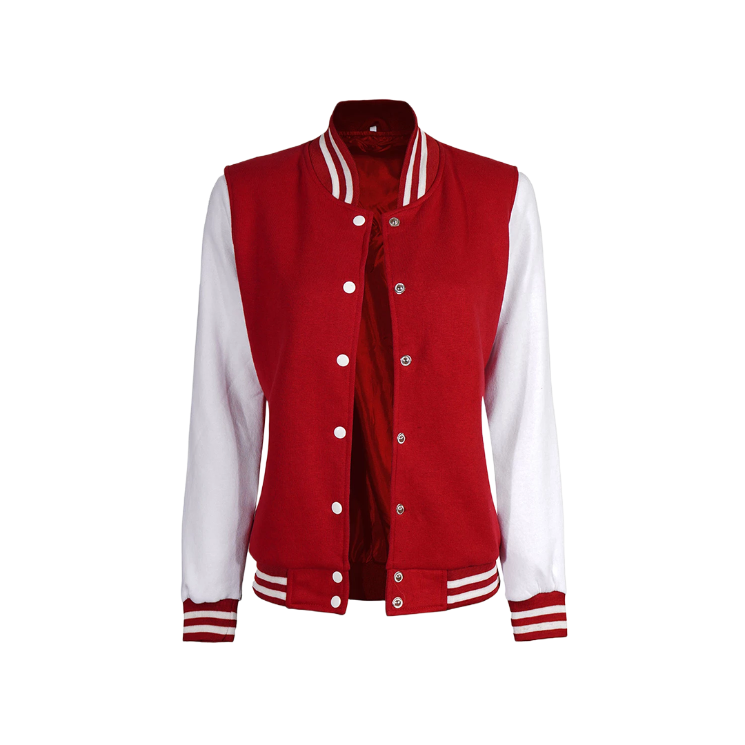 Women's Red and White Varsity Jacket - High School Letterman