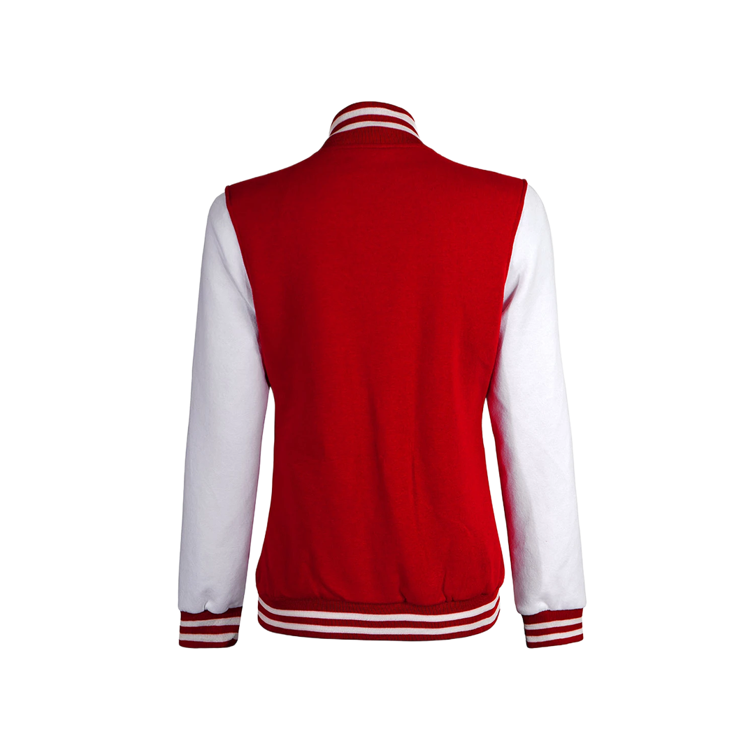 Women's Red and White Varsity Jacket - High School Letterman