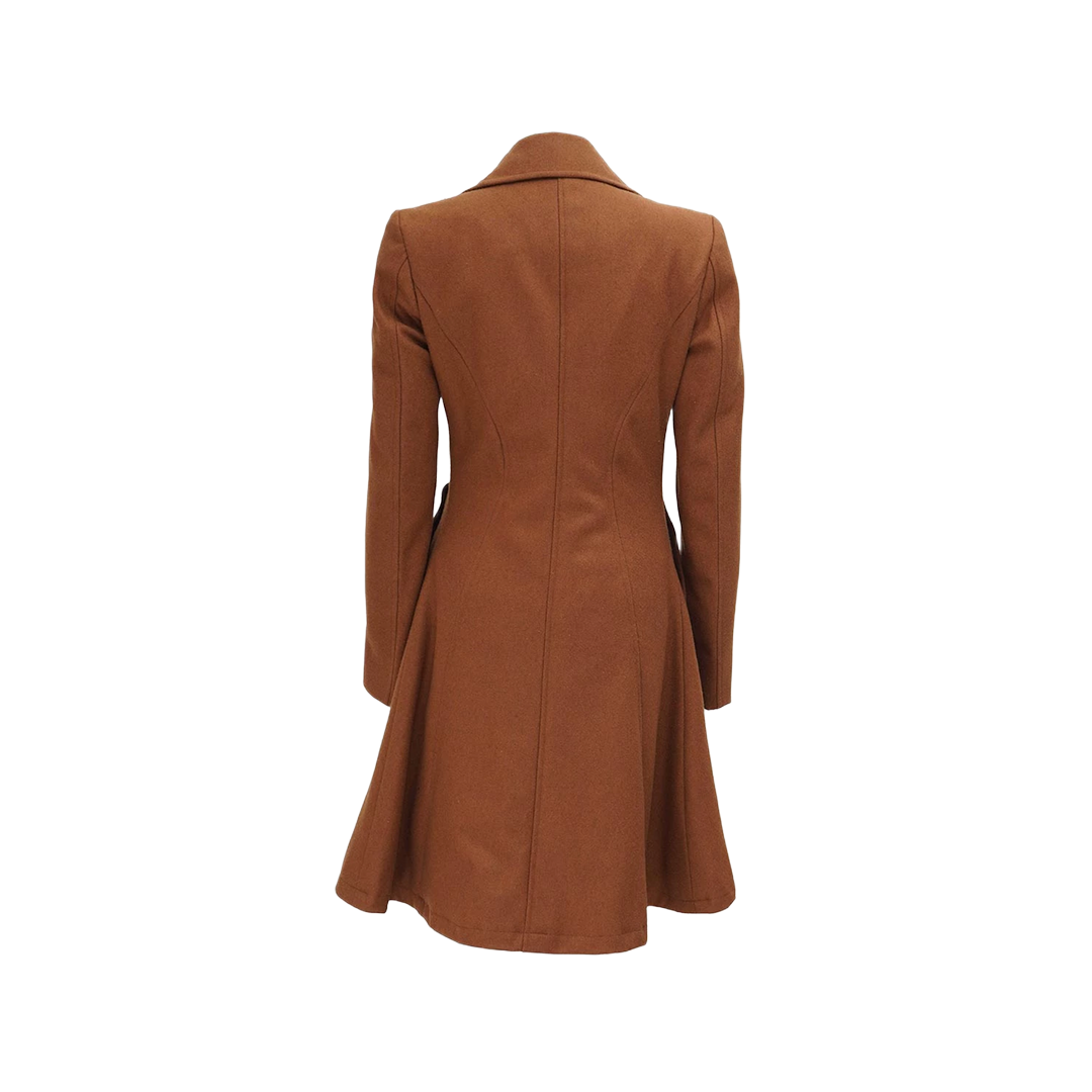 Women's Regular Fit Camel Brown Wool Coat