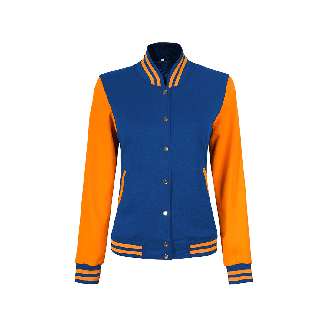 Women's Royal Blue and Yellow Varsity Jacket - Bomber Style