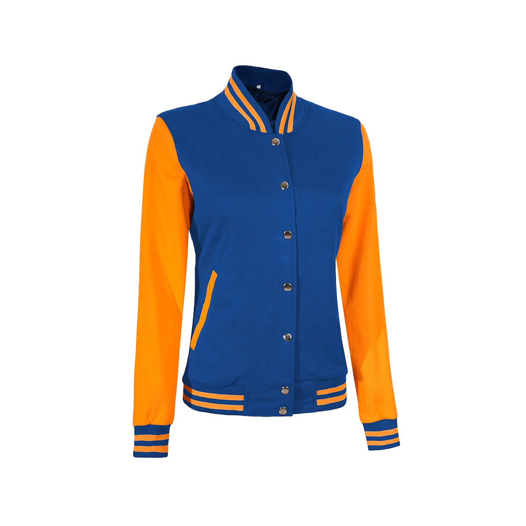 Women's Royal Blue and Yellow Varsity Jacket - Bomber Style