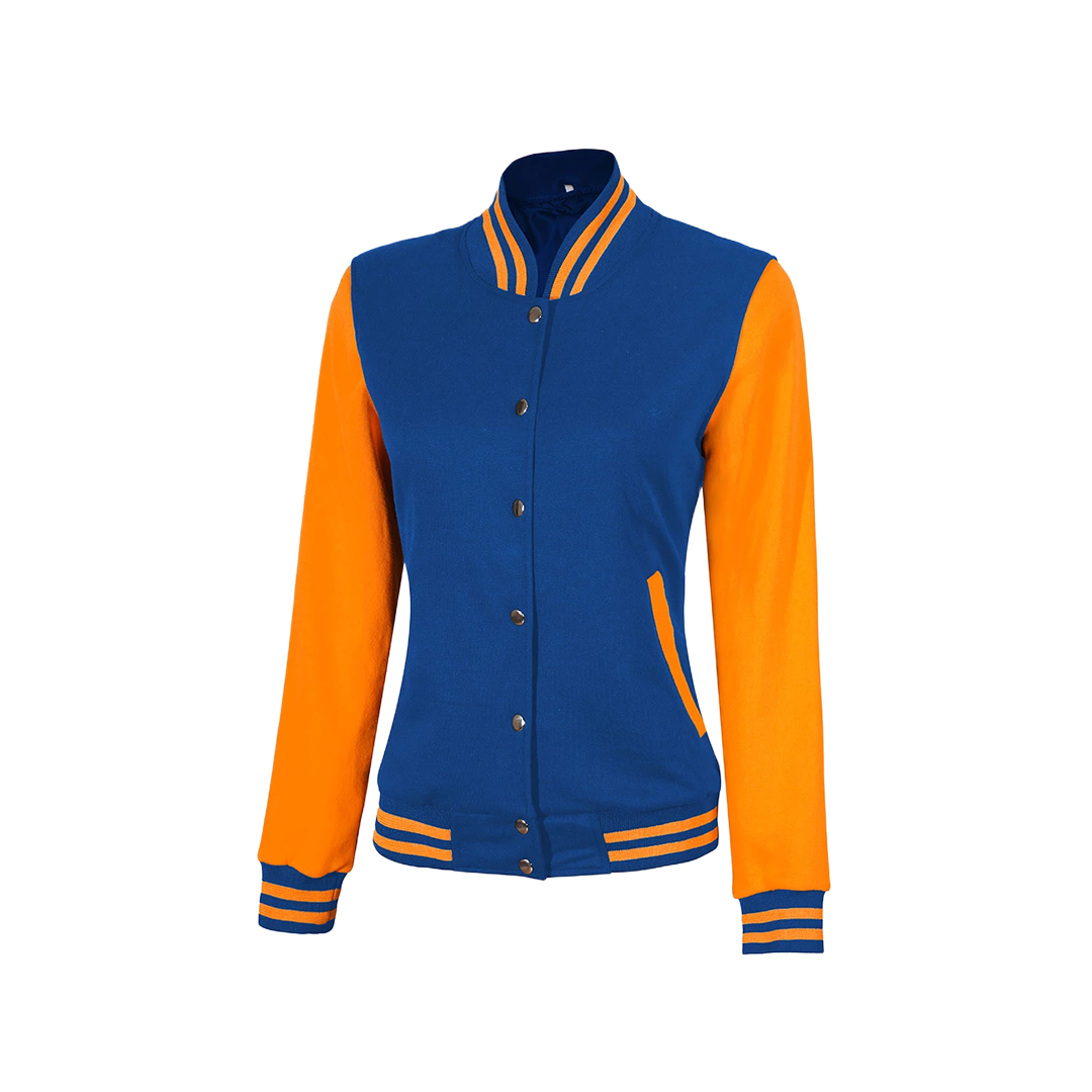 Women's Royal Blue and Yellow Varsity Jacket - Bomber Style