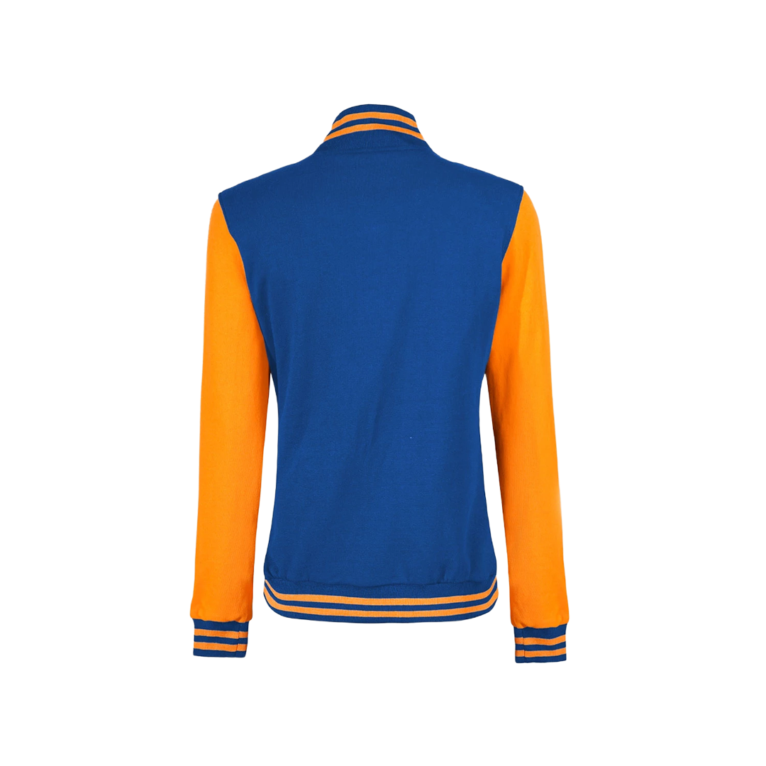 Women's Royal Blue and Yellow Varsity Jacket - Bomber Style