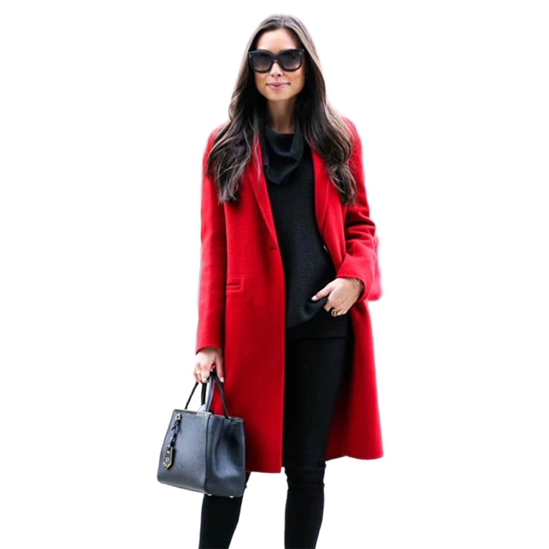 Women's Scarlet Red Long Wool Coat