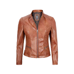 Women's Tan Wax Lambskin Leather Jacket