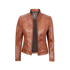 Women's Tan Wax Lambskin Leather Jacket