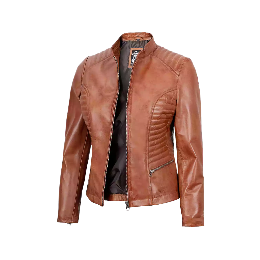 Women's Tan Wax Lambskin Leather Jacket