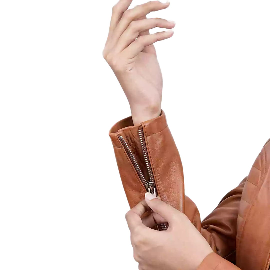 Women's Tan Wax Lambskin Leather Jacket