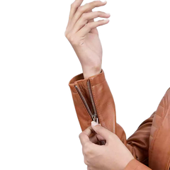 Women's Tan Wax Lambskin Leather Jacket