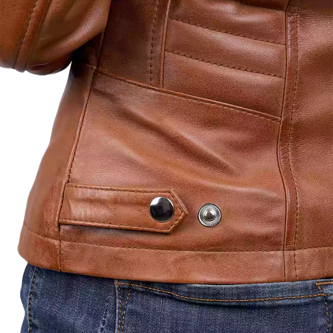 Women's Tan Wax Lambskin Leather Jacket