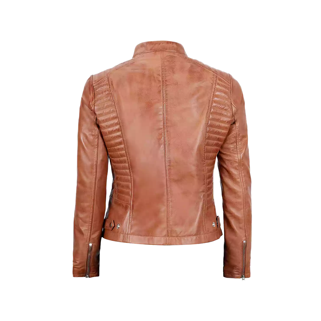 Women's Tan Wax Lambskin Leather Jacket