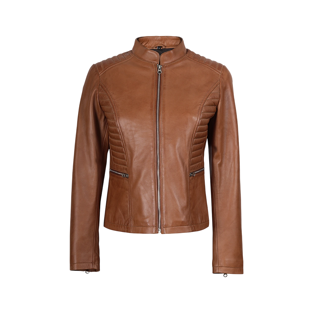 Women's Tan Wax Lambskin Leather Jacket