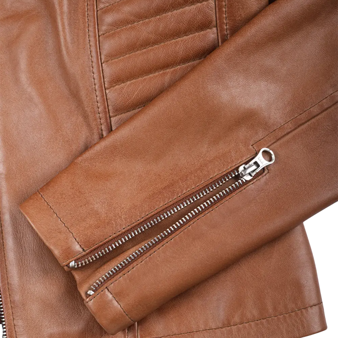 Women's Tan Wax Lambskin Leather Jacket