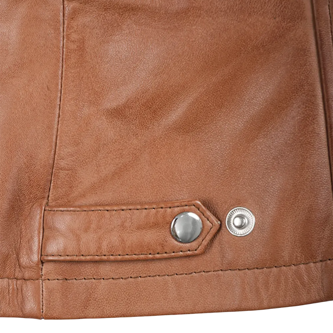 Women's Tan Wax Lambskin Leather Jacket