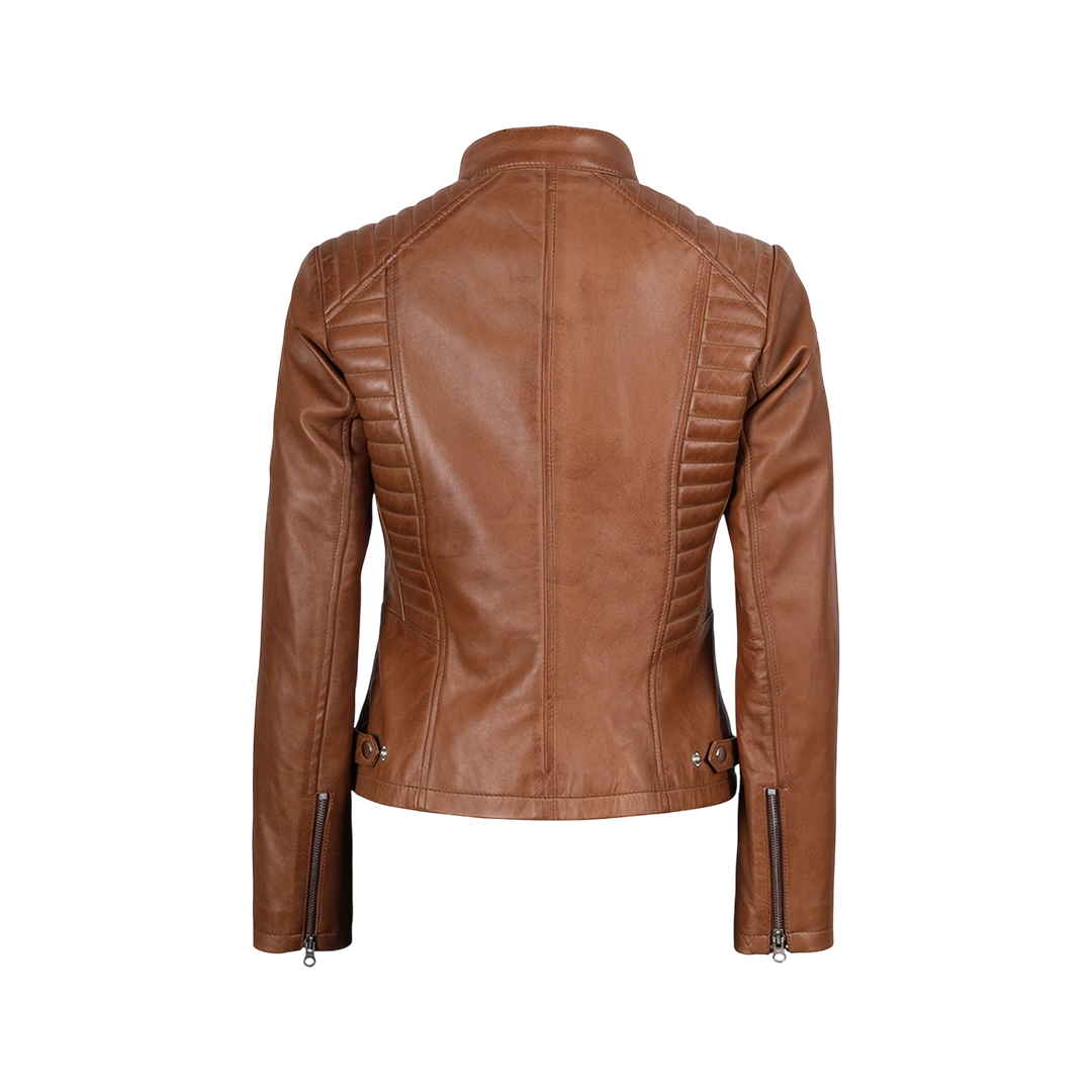 Women's Tan Wax Lambskin Leather Jacket