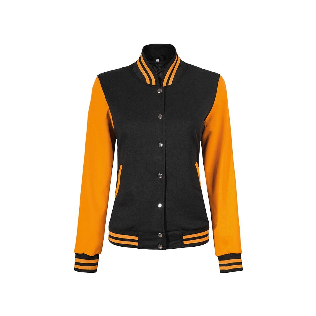 Women's Yellow and Black Varsity Jacket - Baseball Style