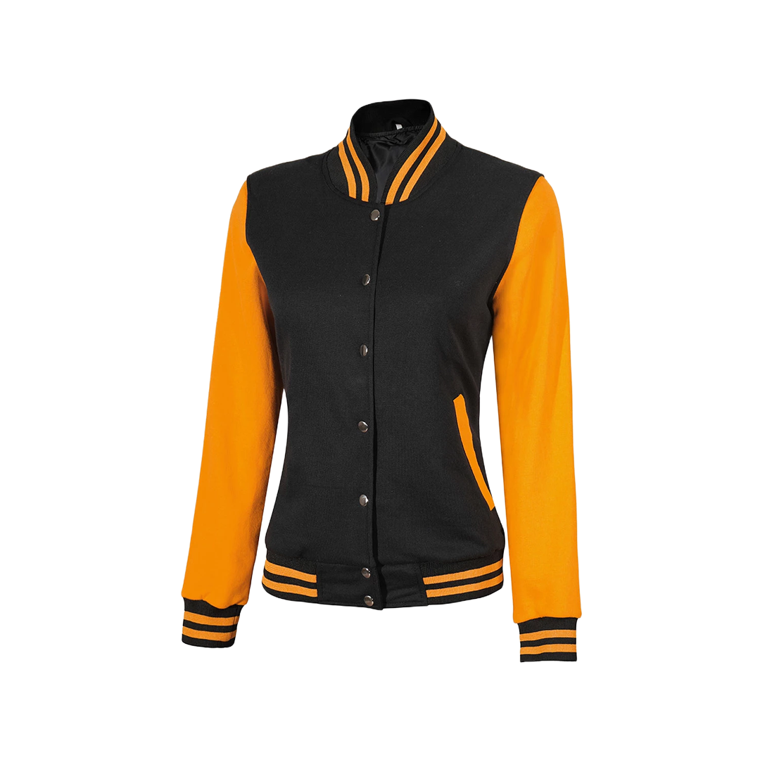 Women's Yellow and Black Varsity Jacket - Baseball Style
