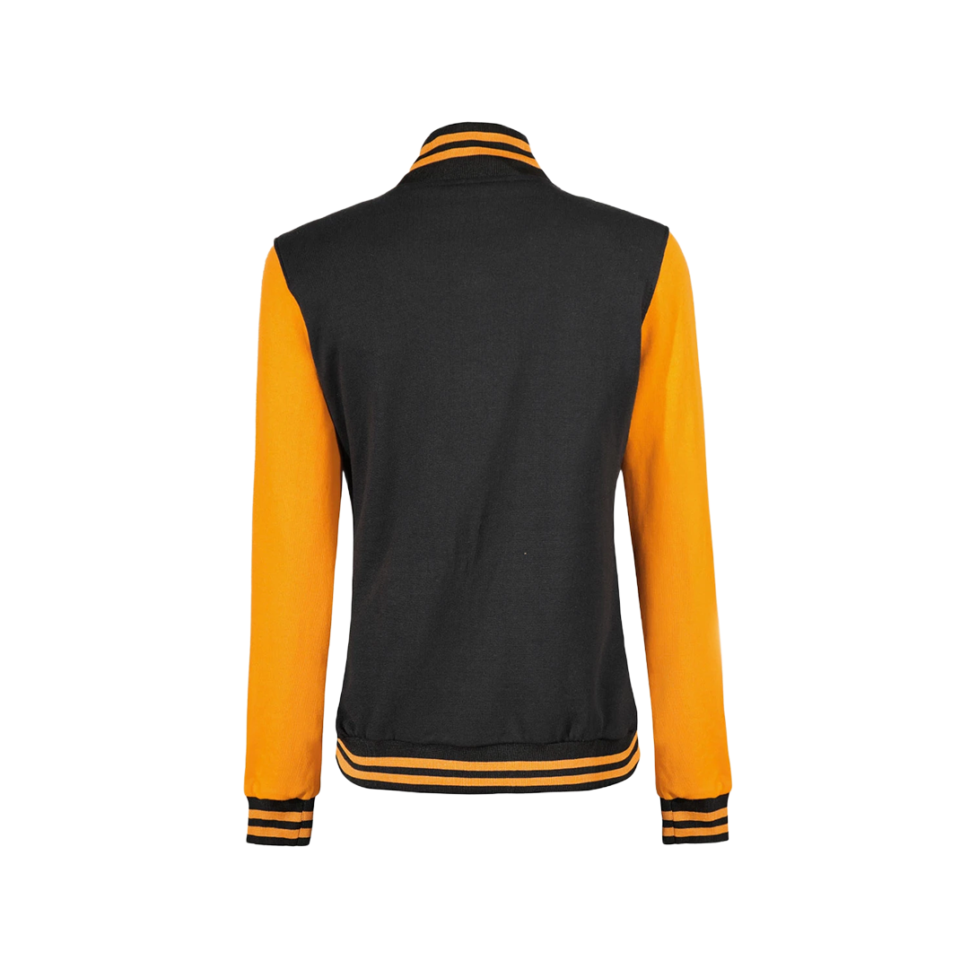 Women's Yellow and Black Varsity Jacket - Baseball Style